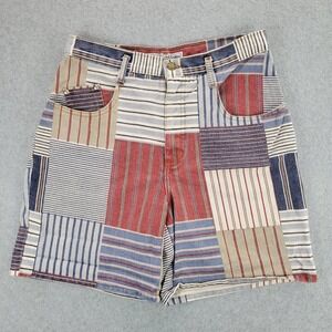 Made In The Shade Patchwork Shorts‎ Womens 11 Multicolor Striped High Rise VTG